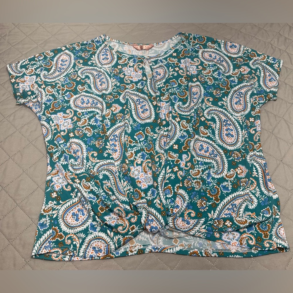Amana Print Women’s Top - Teal Green